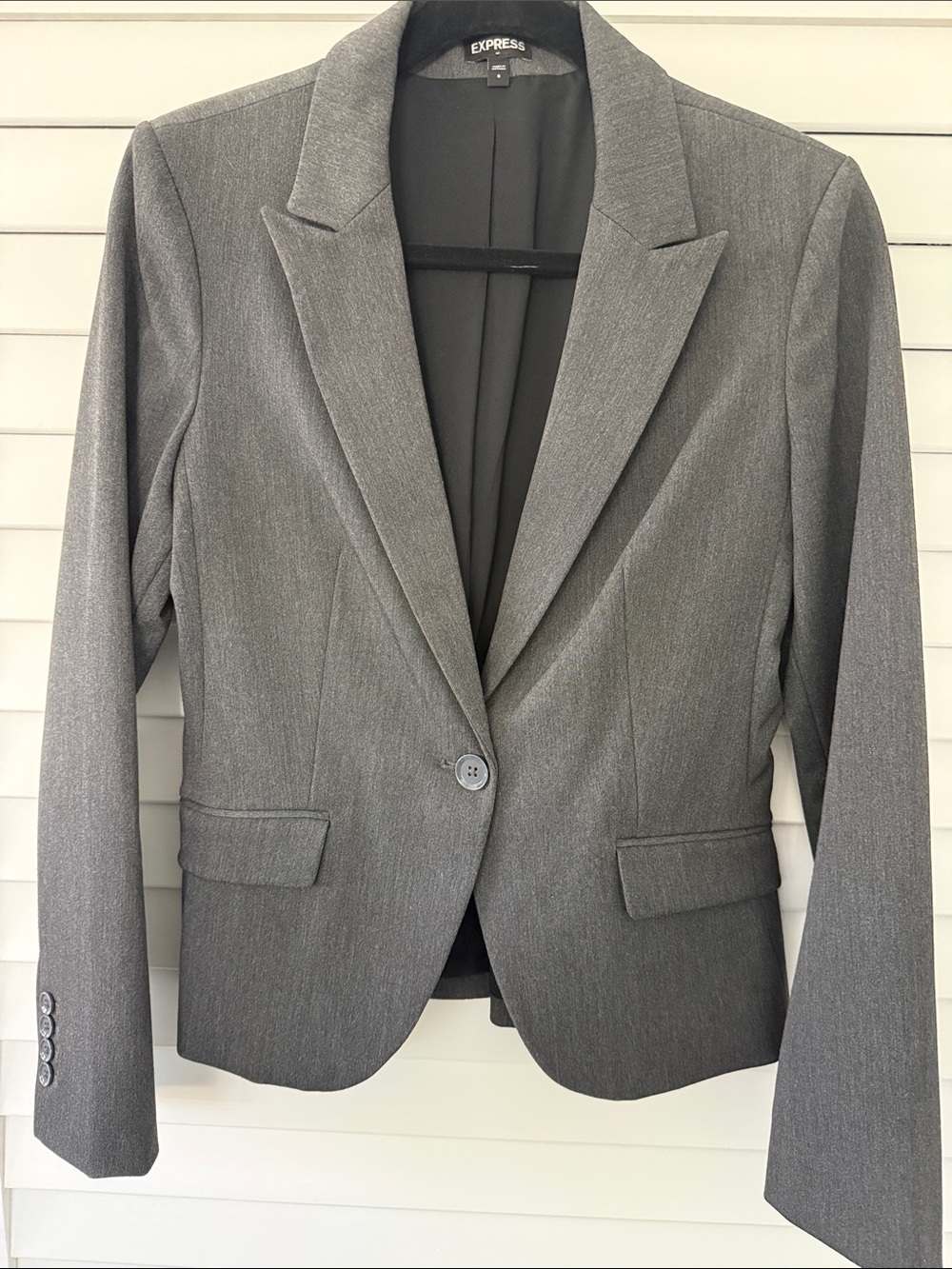 Express Gray Single-Button Tailored Blazer